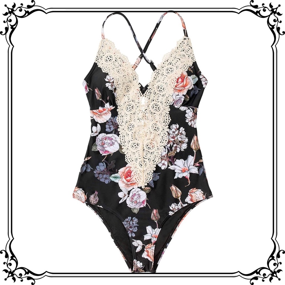 New Strappy One Piece Full Cut Bathing Swim Suit Black White S M L XL XXL